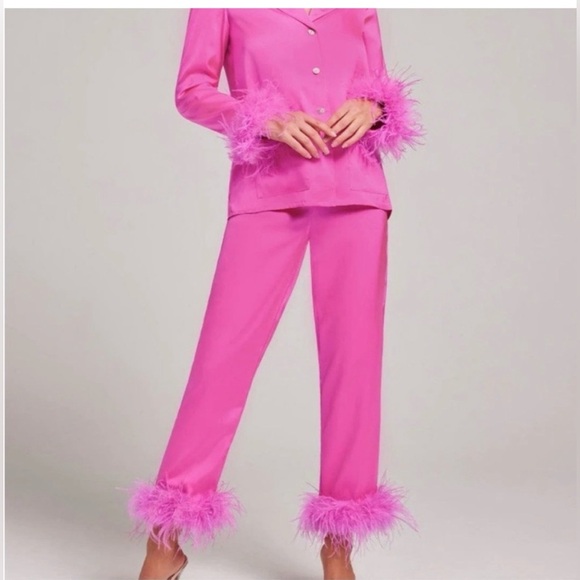 NWT Nadine Merabi Darcie Pink Satin Pajamas - size S - Picture 3 of 9